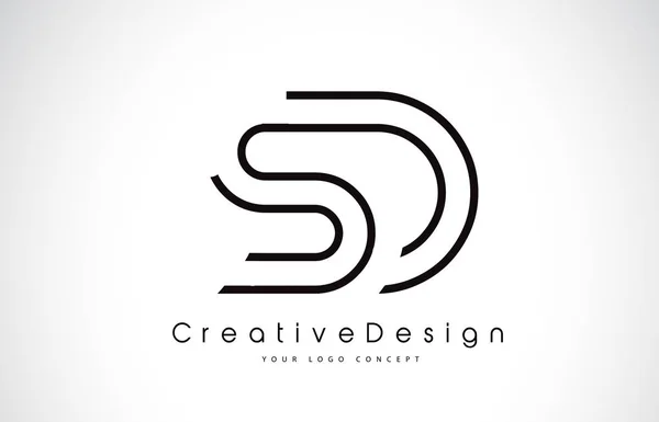 SD S D Lettre Logo Design en couleurs noires . — Image vectorielle