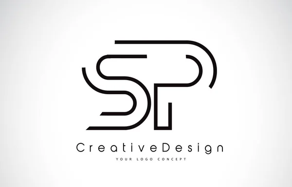SP S P Lettera Logo Design in colori neri . — Vettoriale Stock