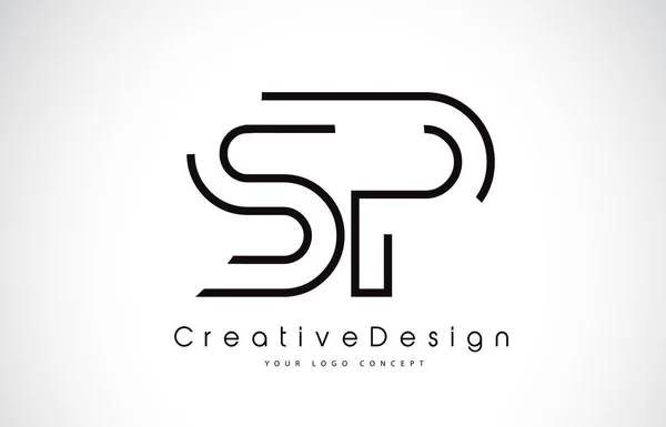 Diseño de Logo SP S P Letter en colores negros . — Vector de stock