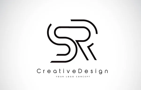 SR S R Lettre Logo Design en couleurs noires . — Image vectorielle