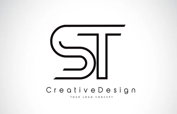 ST S T Letra Logo Diseño en Colores Negros . — Vector de stock