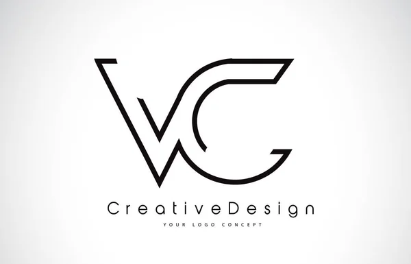 VC V C Lettre Logo Design en couleurs noires . — Image vectorielle