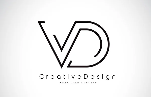 Дизайн логотипу VD V D лист в чорних тонах — стоковий вектор