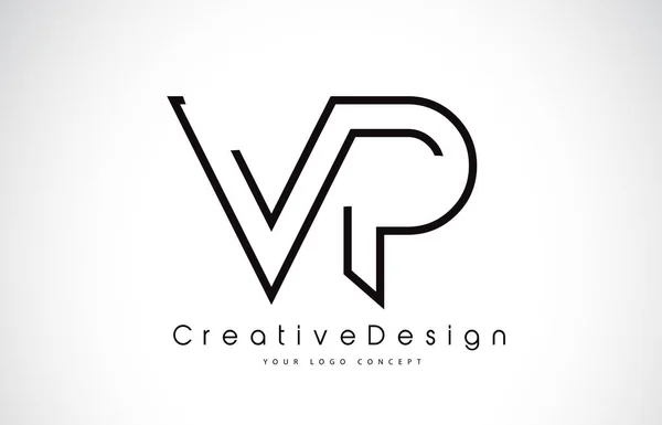 Diseño de Logo VP V P Letter en Colores Negros . — Vector de stock