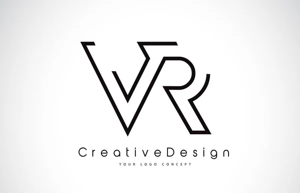 VR V R Carta Logo Design em cores pretas . — Vetor de Stock