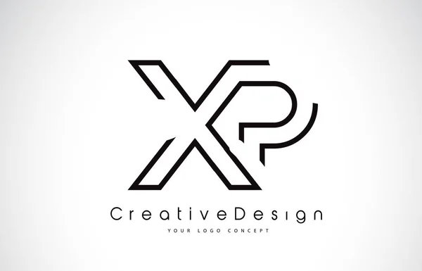 XP X P Lettre Logo Design en couleurs noires . — Image vectorielle