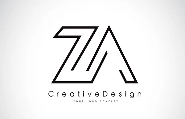 Diseño del logotipo de ZA Z A Letter en colores negros — Vector de stock