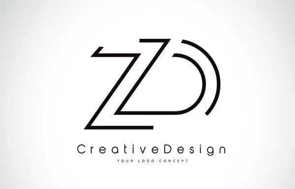 ZD Z D Carta Logo Design em cores pretas . —  Vetores de Stock