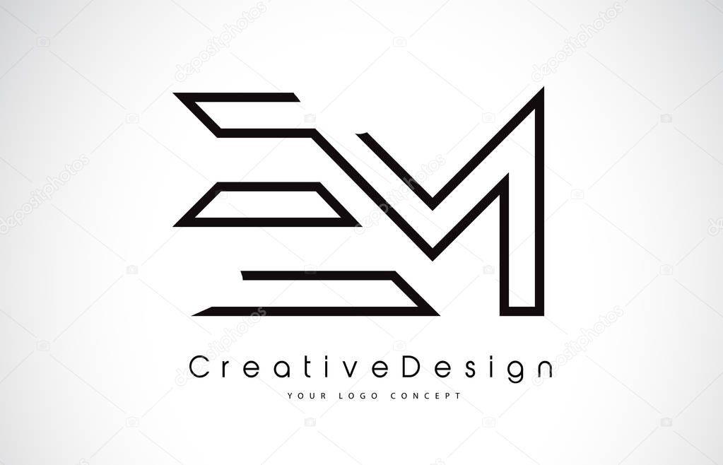 EM E M Letter Logo Design in Black Colors. Creative Modern Letters Vector Icon Logo Illustration.