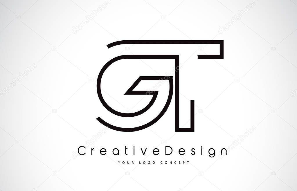 GT G T Letter Logo Design in Black Colors. Creative Modern Letters Vector Icon Logo Illustration.