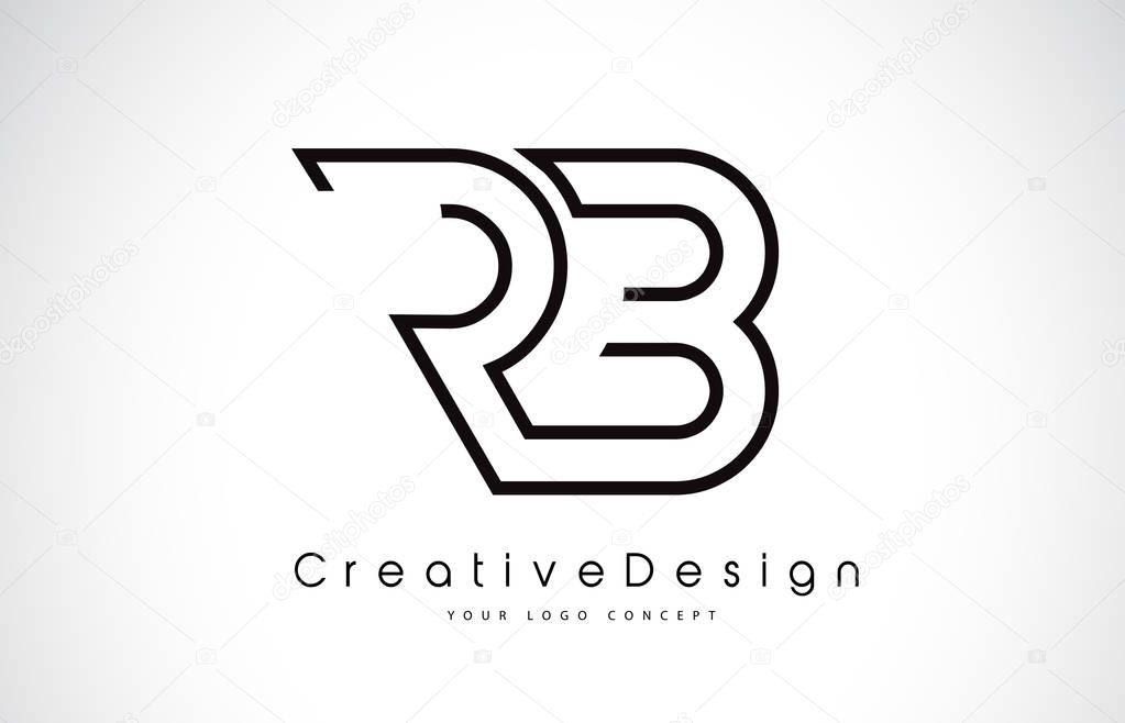RB R B Letter Logo Design in Black Colors. Creative Modern Letters Vector Icon Logo Illustration.