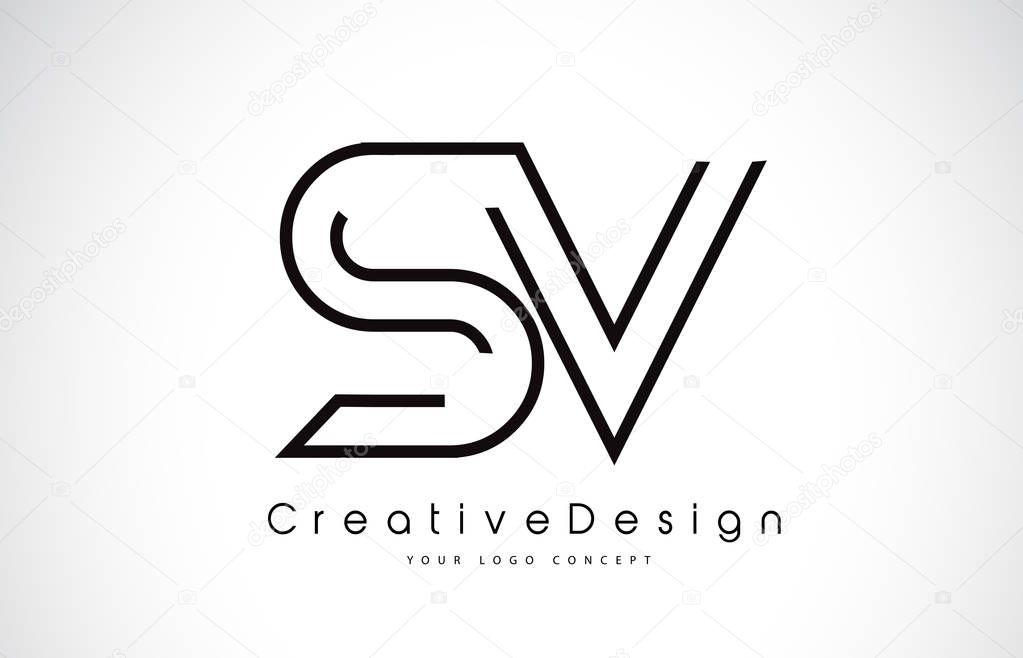 SV S V Letter Logo Design in Black Colors. Creative Modern Letters Vector Icon Logo Illustration.