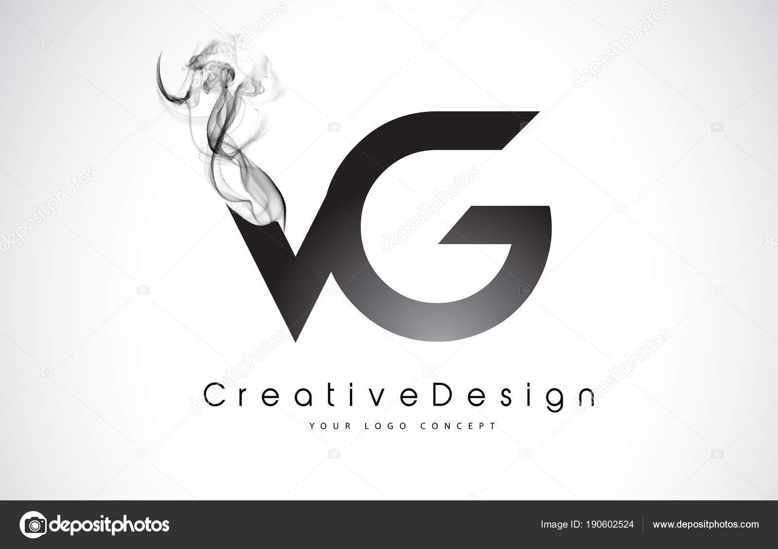 Vg Letter Logo Design With Black Smoke Stock Vector Image By C Twindesigner