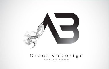 Siyah duman ile AB harf Logo Tasarım.