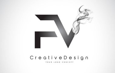 FV mektup Logo tasarımı siyah duman ile.