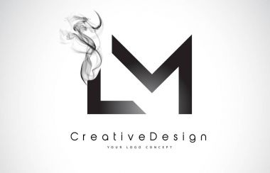 LM mektup Logo tasarımı siyah duman ile.