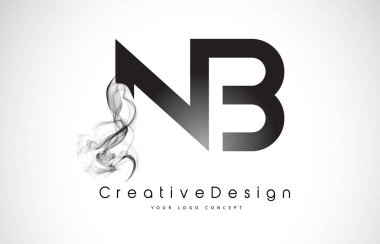 NB mektup Logo tasarımı siyah duman ile.