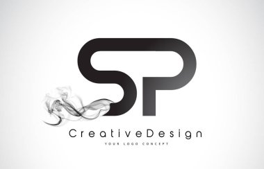 SP Letter Logo Design with Black Smoke. clipart