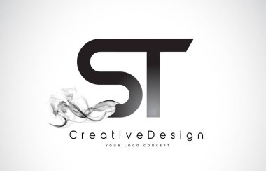 Siyah duman ile St mektup Logo tasarımı.