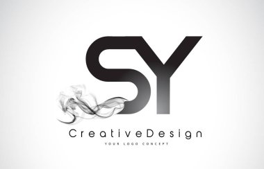 Sy mektup Logo tasarımı siyah duman ile.