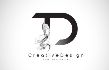 TD mektup Logo tasarımı siyah duman ile.