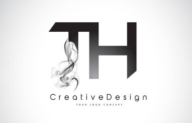 TH mektup Logo tasarımı siyah duman ile.
