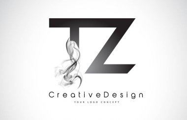TZ mektup Logo tasarımı siyah duman ile.