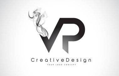 VP mektup Logo tasarımı siyah duman ile.