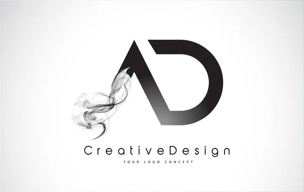 AD Letter Logo Design con fumo nero . — Vettoriale Stock