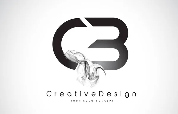 CB Letter Logo Design con fumo nero . — Vettoriale Stock