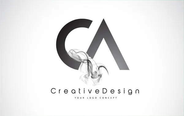 CA Lettre Logo Design avec fumée noire . — Image vectorielle