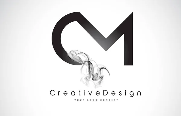 Logo lettera CM Design con fumo nero . — Vettoriale Stock