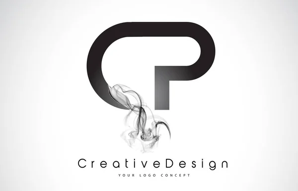CP Carta Logo Design com fumaça preta . — Vetor de Stock