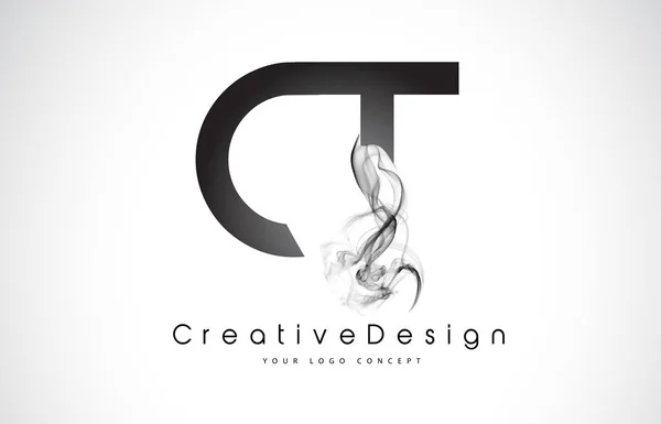 Logo lettera CT Design con fumo nero . — Vettoriale Stock