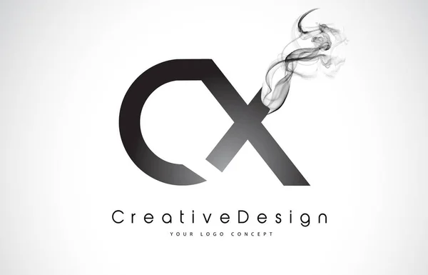 CX brev Logotypdesign med svart rök. — Stock vektor