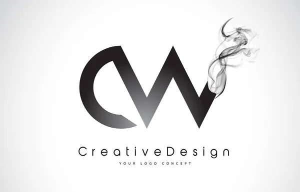 Projektowanie Logo CW list z czarnego dymu. — Wektor stockowy