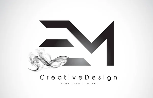Logo lettera EM Design con fumo nero . — Vettoriale Stock