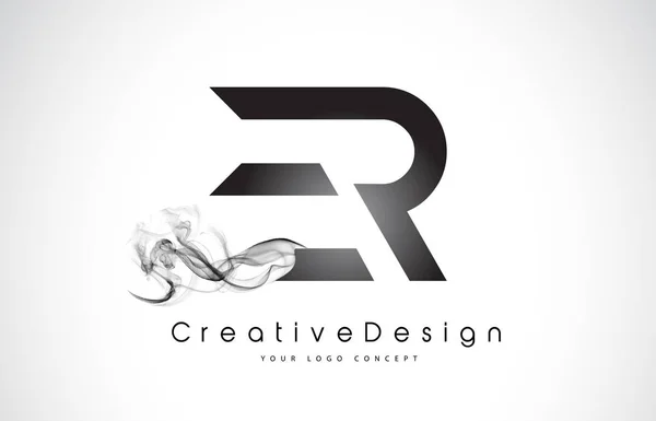 Logo lettera ER Design con fumo nero . — Vettoriale Stock