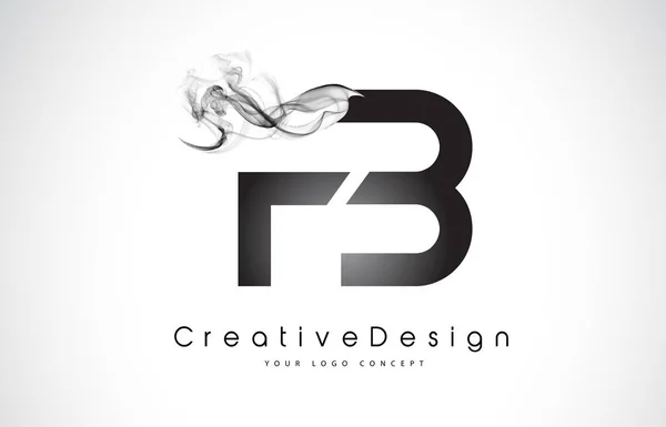 Design de logotipo carta FB com fumaça preta . —  Vetores de Stock