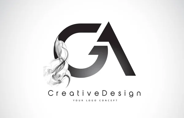 GA Letter Logo Design con fumo nero . — Vettoriale Stock