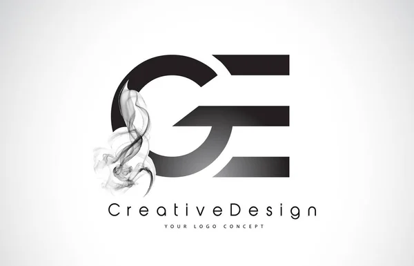 GE Letter Logo Design con fumo nero . — Vettoriale Stock