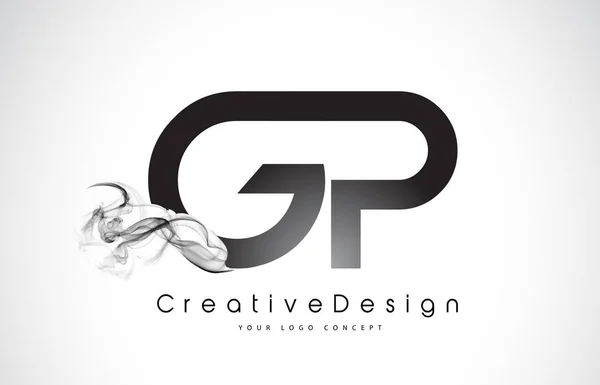 GP mektup Logo tasarımı siyah duman ile. — Stok Vektör