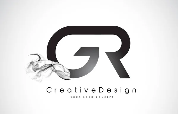 Levél gr Logo Design-fekete füst. — Stock Vector