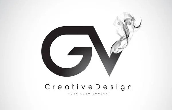 Projektowanie Logo GV list z czarnego dymu. — Wektor stockowy