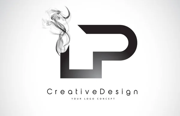 LP Letter Logo Design con Fumo Nero . — Vettoriale Stock