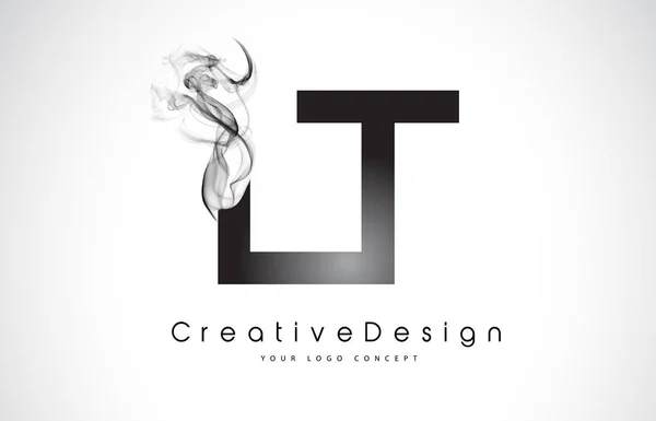 LT Lettera Logo Design con fumo nero . — Vettoriale Stock