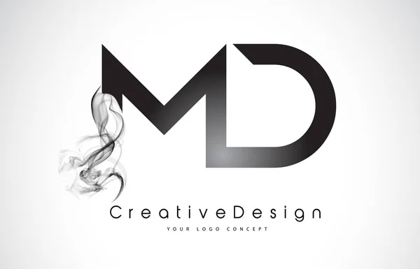 MD Lettera Logo Design con Black Smoke . — Vettoriale Stock