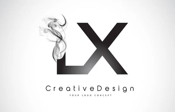 LX Letter Logo Design con fumo nero . — Vettoriale Stock