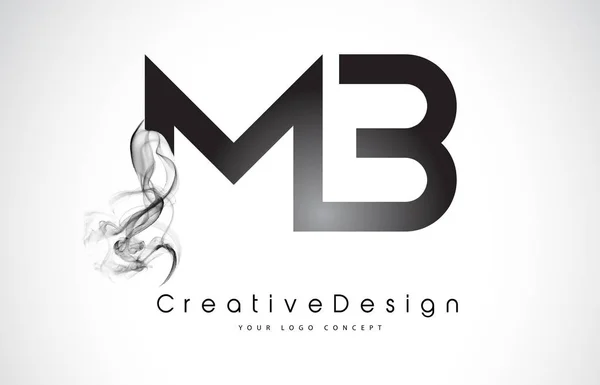 MB Lettera Logo Design con Fumo Nero . — Vettoriale Stock