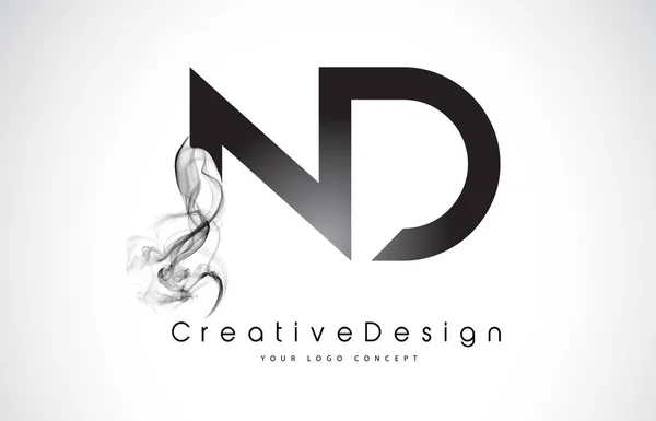 Logo lettera ND Design con fumo nero . — Vettoriale Stock